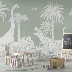 Fototapet Monochrome Dino - Green, Kikki Belle - Img 4