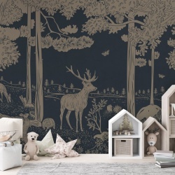 Fototapet Monochrome Forest - Blue Vintage, Kikki Belle - Img 3