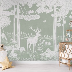 Fototapet Monochrome Forest - Green, Kikki Belle