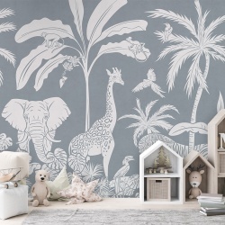 Fototapet Monochrome Jungle - Blue, Kikki Belle - Img 3