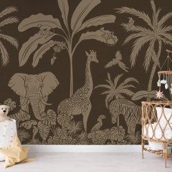 Fototapet Monochrome Jungle - Brown Vintage, Kikki Belle