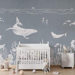 Fototapet Monochrome Sea - Blue, Kikki Belle