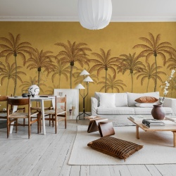 Fototapet, Palm Parade, Yellow, Rebel Walls