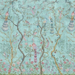 Fototapet Peacock Chinoiserie in Turquoise, VLAdiLA - Img 3
