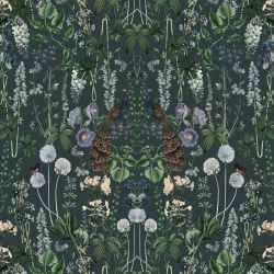Fototapet, Peacock Garden, Black, Rebel Walls - Img 2