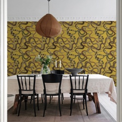 Fototapet, Snakey, Yellow, Rebel Walls
