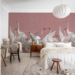 Fototapet, Soaring Cranes, Pink, Rebel Walls - Img 3