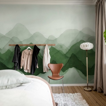 Fototapet, Watercolor Mountain, Green, Rebel Walls - Img 3