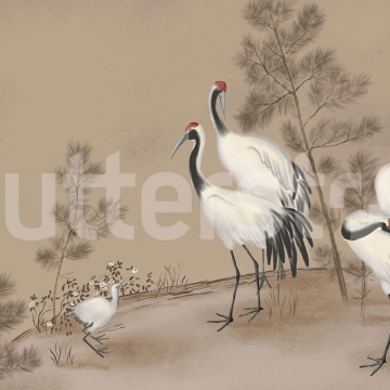 Fototapet, Whispering Cranes, Beige, Rebel Walls - Img 2