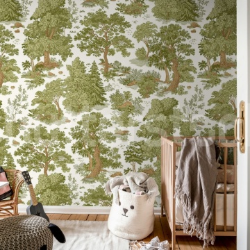 Fototapet, Woodland Toile, Light Green, Rebel Walls - Img 3