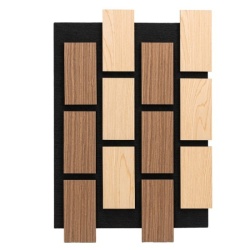 Panou riflaj acustic decorativ, MDF si pasla, AC17, 60x40x2.1cm, Stejar/Stejar inchis
