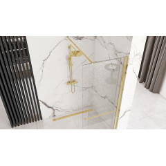 Paravan de dus tip Walk-in Rea Cortis cu parte culisanta 100x200 cm profil auriu - Img 6