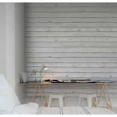 Tapet Horizontal Boards, White, Rebel Walls - Img 1
