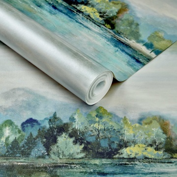 Tapet, Lakeside, Fern Green Luxury Landscape, 1838 Wallcoverings, 5.3mp / rola - Img 2