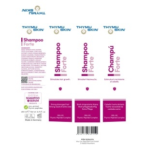 Ambalaj si Cod EAN Sampon-tratament pentru caderea masiva a parului, THYMUSKIN FORTE, 200 ml