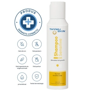 Sampon-tratament in caderea moderata si severa a parului, alopecia difuza si areata, THYMUSKIN SENSITIVE, 100ml