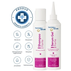 THYMUSKIN FORTE, Sampon si Serum, Tratament Cadere masiva si Regenerare, 100ml, Promo