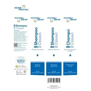 Ambalaj si Cod EAN Sampon-tratament contra caderii parului, utilizare generala, THYMUSKIN CLASSIC, 200ml