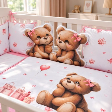 Roze pamučna posteljina za bebe sa MEDA dezenom