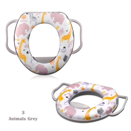Lorelli Soft trening adapter za toalet sa ručicama Animals Grey