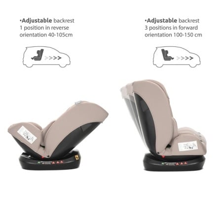 Lorelli Voyager i-Size auto sedište Beige - instalacija u 2 pravca prema uzrastu deteta