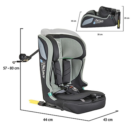 Sklopivo auto sedište Cangaroo iDrive za lako odlaganje - dezen Twill Green