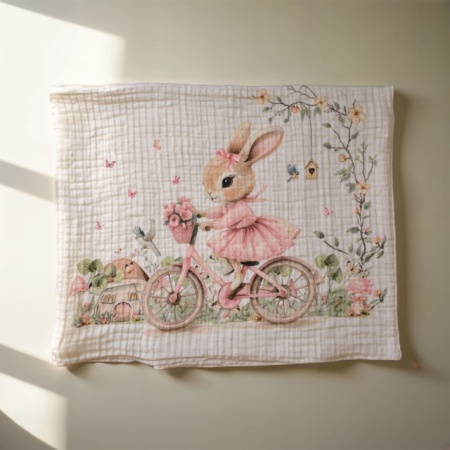 Muslin prekrivač za bebe 120x120 cm Deksi rozi