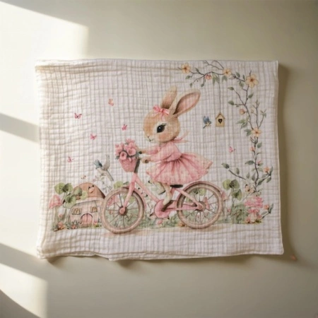 Muslin prekrivač za bebe 120x120 cm Deksi rozi