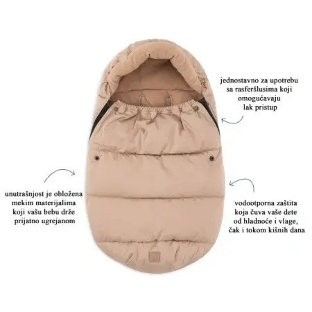 Jollein Footmuff Puffed Biscuit – bebi navlaka, sigurnost i udobnost