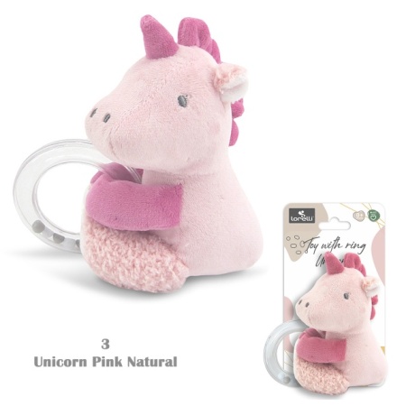 Lorelli Igračka za bebe zvečka Ring Unicorn Pink Natural