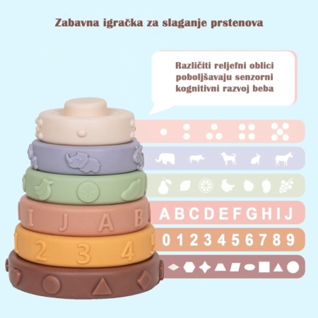 Šareni silikonski krugovi različite strukture za slaganje , učenje i zabavu