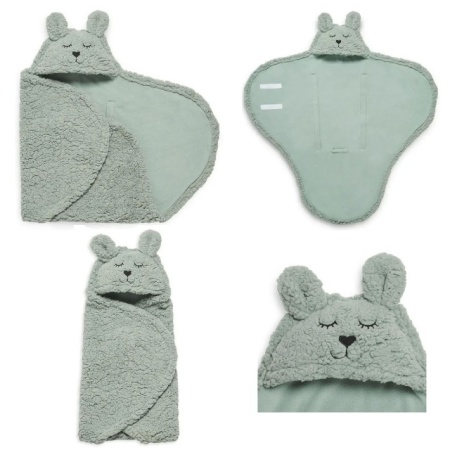 Jollein Wrap Blanket Bunny – prikaz zimske navlake za bebe u tamno zelenoj boji