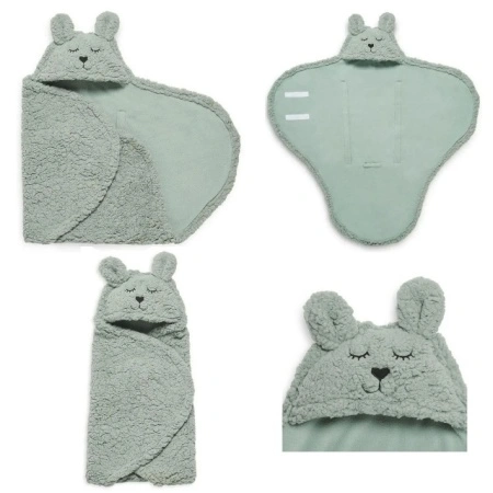 Jollein Wrap Blanket Bunny – prikaz zimske navlake za bebe u tamno zelenoj boji