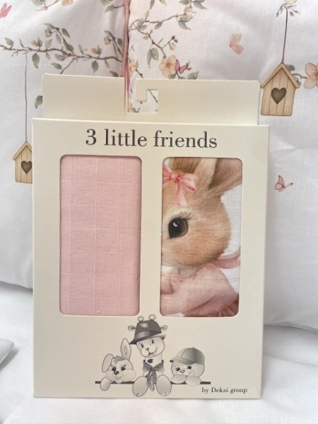 Deksi Muslin tetra pelene za bebe 2u1 Zeka na biciklu Rozi