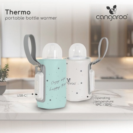 USB-C punjivi grejač za bebe flašice Cangaroo Thermo - dezen mint i bež