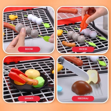 Kompletan BBQ set za decu – CUTE STONE roštilj sa tiganjima, hranom i priborom