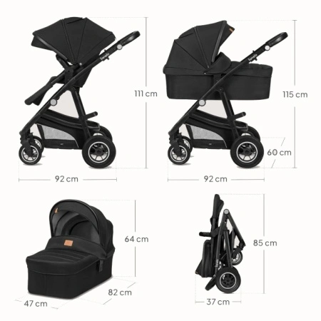 Lionelo Bianca Black Onix sistem kolica 3u1 - dimenzije