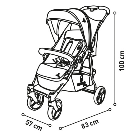 Asalvo dečija kolica Anthracite - dimenzije