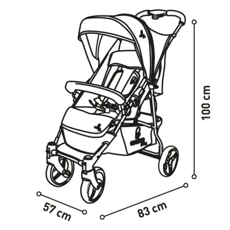 Asalvo dečija kolica Anthracite - dimenzije