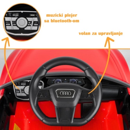 Audi 12V dečiji auto na akumulator – enterijer sa volanom