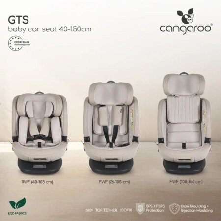 Cangaroo GTS i-Size 40-150cm auto sedište Sandstone - prati rast deteta