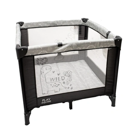 Jungle Play Square Grey prenosiva ogradica za bebe sa mrežastim stranicama