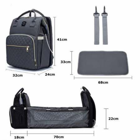 Torba za mame BBO Sport Mama Bag Grey + podloga za presvlačenje beba