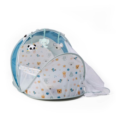 Eurekakids Cucú Travel Bed sklopivi baby travel bed sa igračkama
