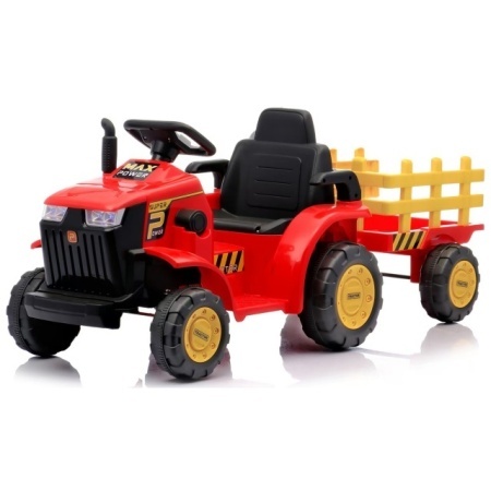 Traktor na akumulator sa LED svetlima - crveni