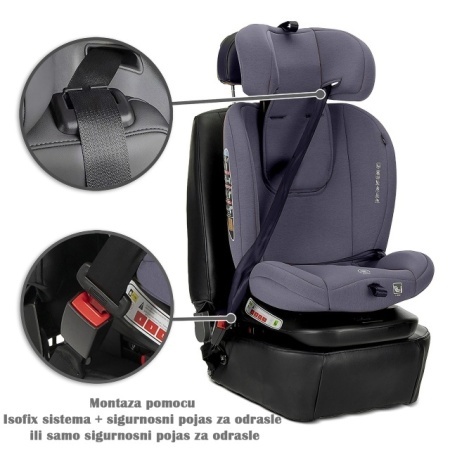 Capella Isofix autosedište 40-150 cm Grey - montaža u autu