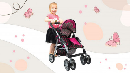 MONI Kolica za lutke Pinky Dots