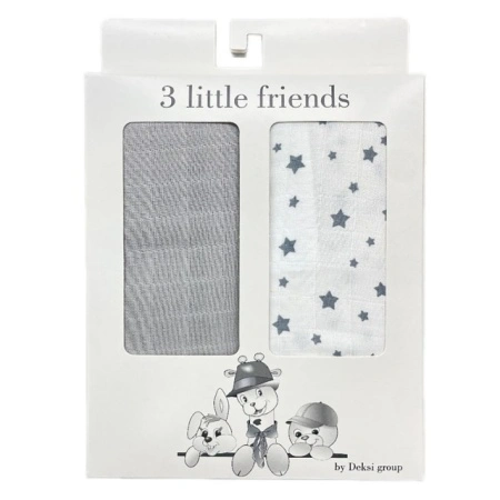 Deksi Muslin pelene za bebe 2u1 Grey Stars