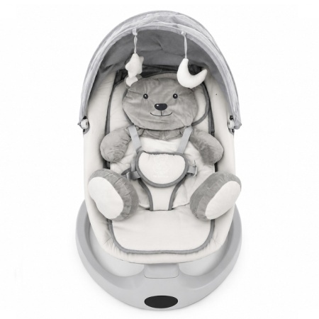 BBO Bella Plus baby ljuljaška White Bear sa udobnim uloškom u obliku mede i sigurnosnim pojasom