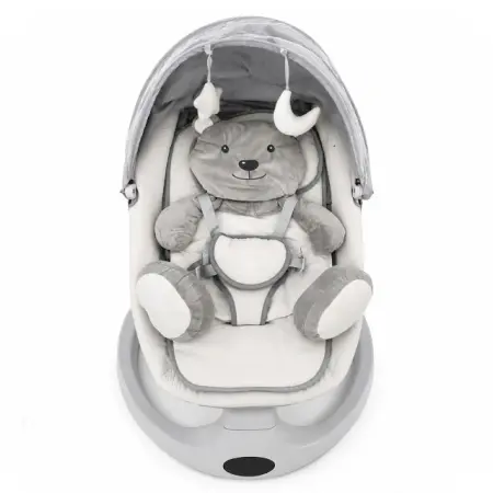 BBO Bella Plus baby ljuljaška White Bear sa udobnim uloškom u obliku mede i sigurnosnim pojasom